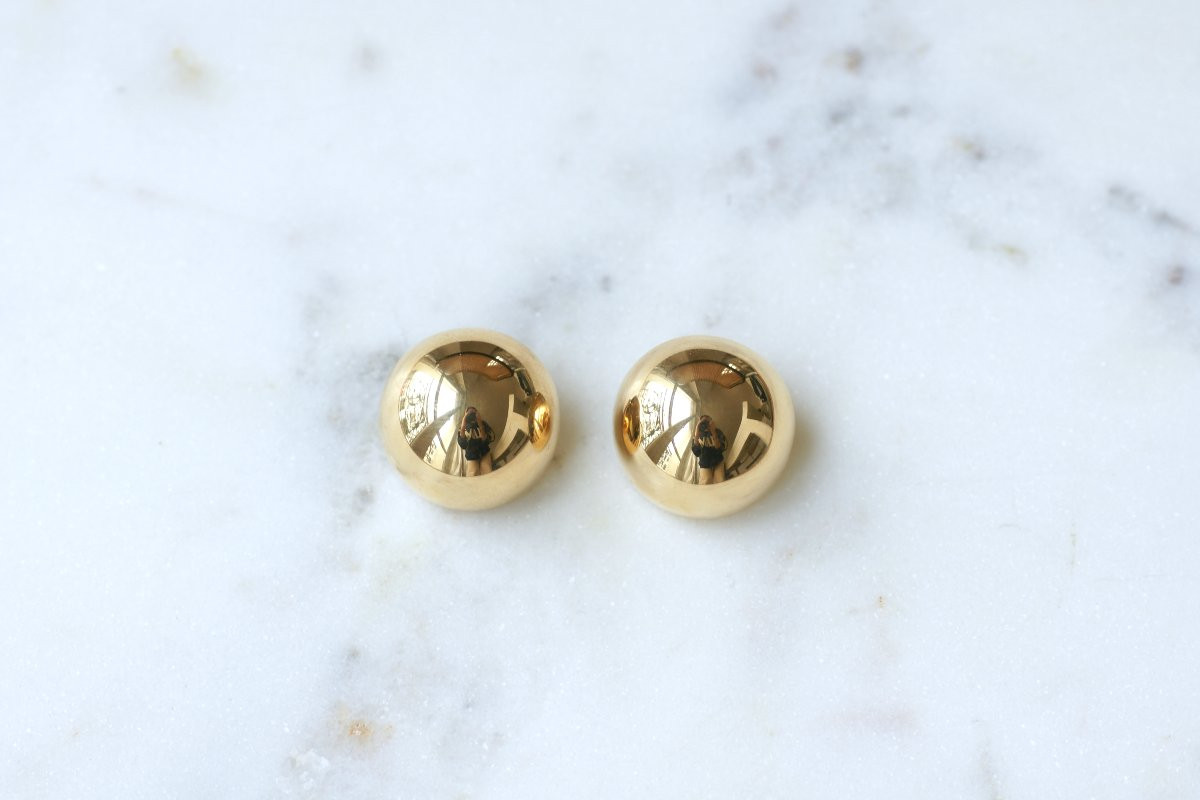 Cartier By Georges Lenfant Yellow Gold Ball Earrings-photo-3