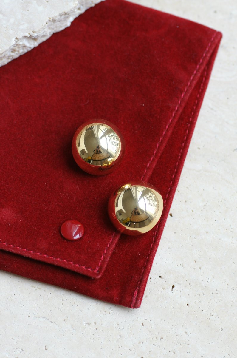 Cartier By Georges Lenfant Yellow Gold Ball Earrings-photo-4
