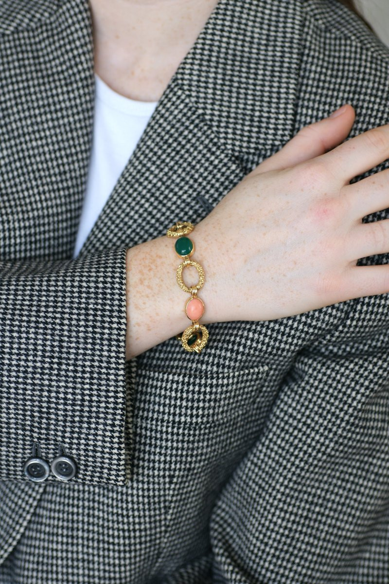 Bracelet Van Cleef and Arpels Delphes Corail et Chrysoprase sur Or Jaune-photo-1