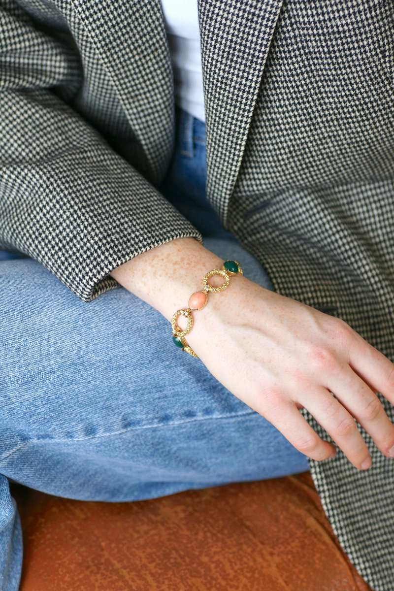 Bracelet Van Cleef and Arpels Delphes Corail et Chrysoprase sur Or Jaune-photo-3