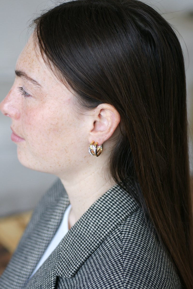 Boucheron Two Golds And Diamonds Hoop Earrings-photo-1