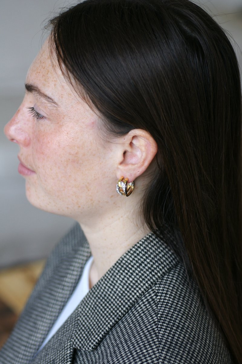 Boucheron Two Golds And Diamonds Hoop Earrings-photo-2