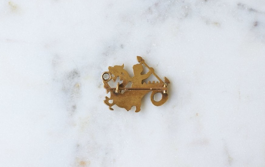 Broche Ancienne Amour Chevauchant un Dragon Or et Diamant-photo-3