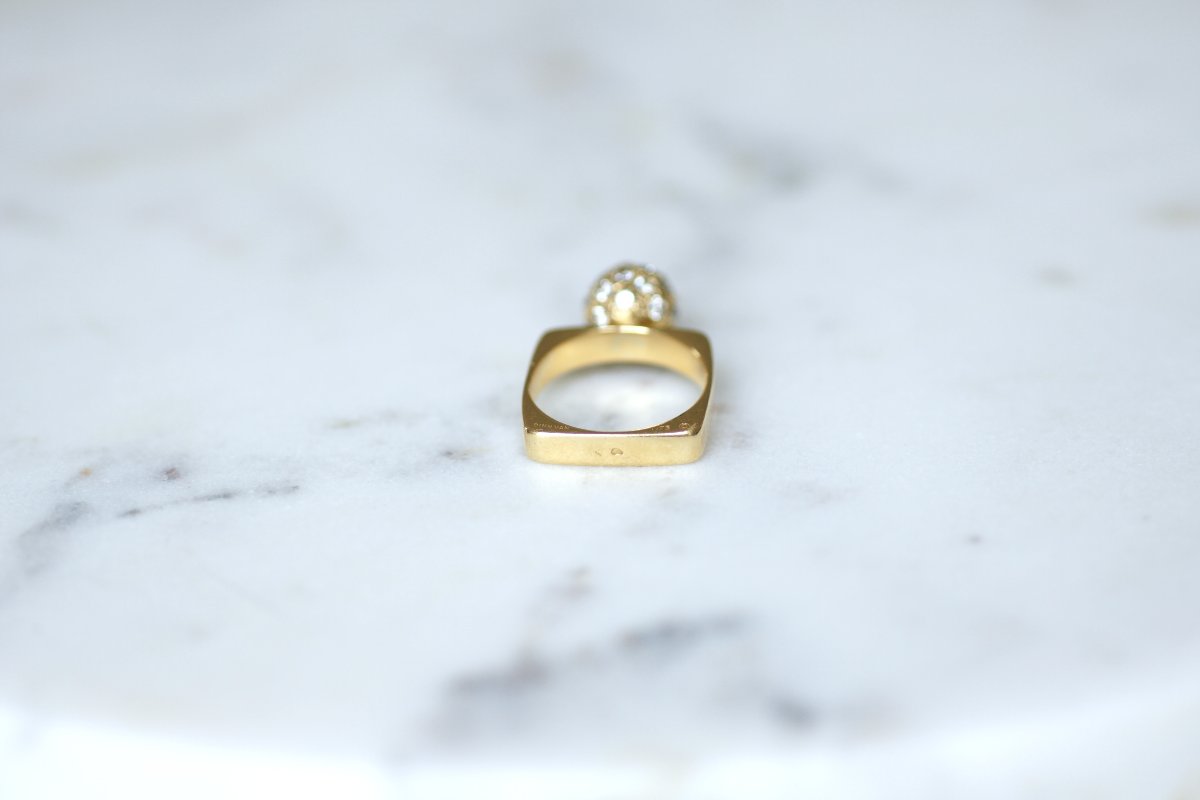 Bague Boule Diamant Dinh Van en Or Jaune Années 70-photo-1