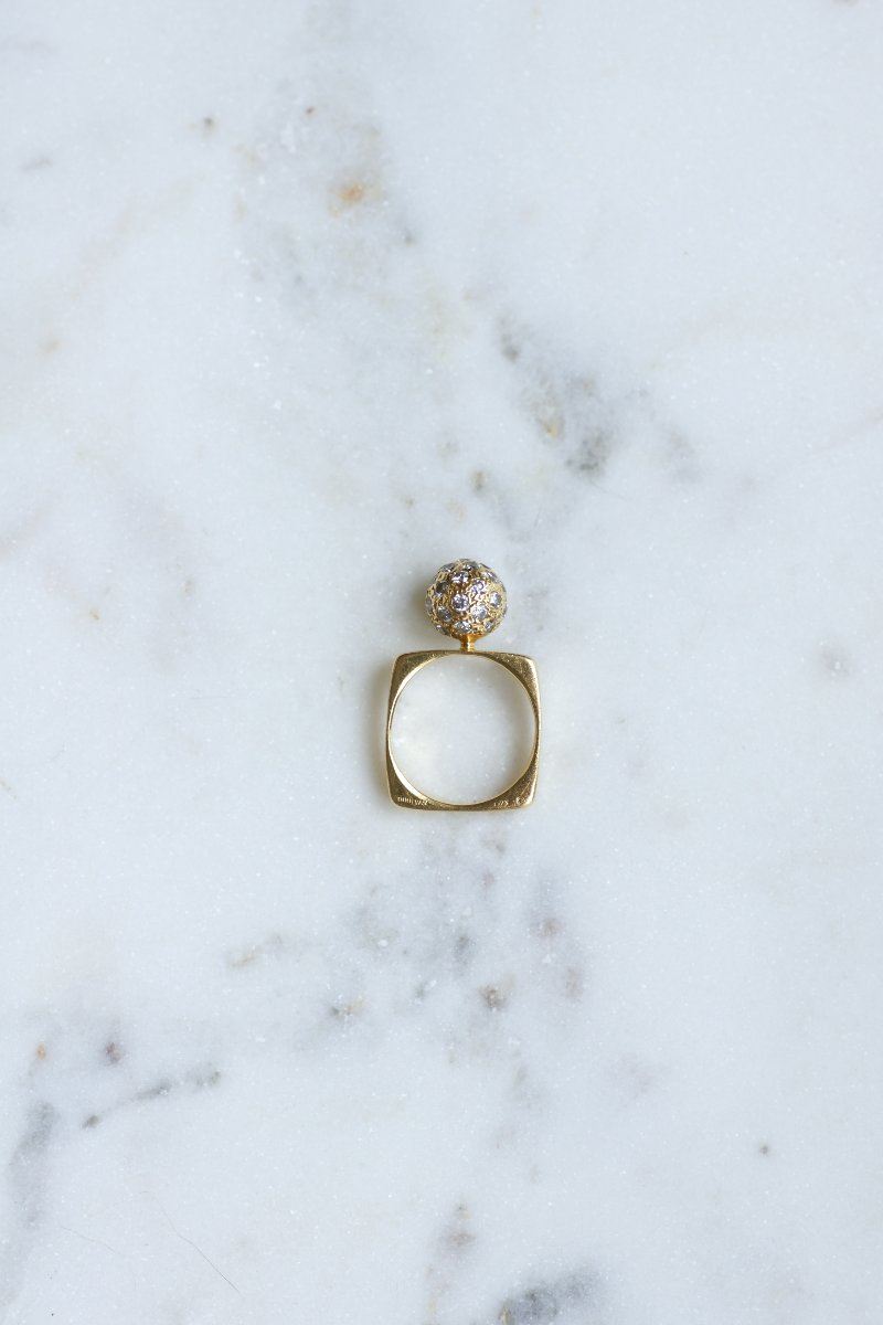 Bague Boule Diamant Dinh Van en Or Jaune Années 70-photo-2