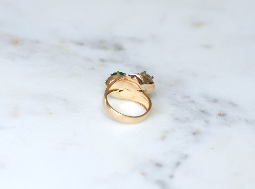 Bague Toi et Moi Tourbillon Emeraude Colombienne et Diamant-photo-6