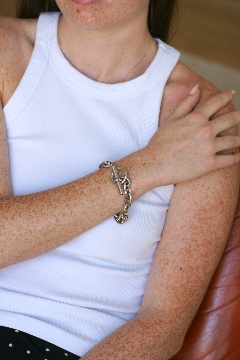 Bracelet Hermès Chaîne d'Ancre Argent Grand Modèle 22 Cm-photo-1