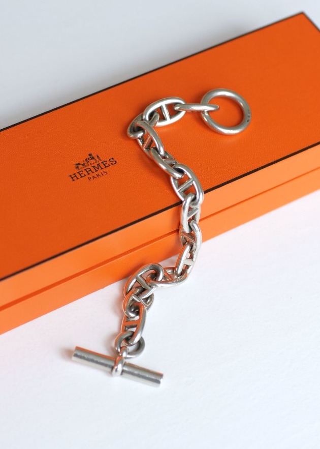 Bracelet Hermès Chaîne d'Ancre Argent Grand Modèle 22 Cm
