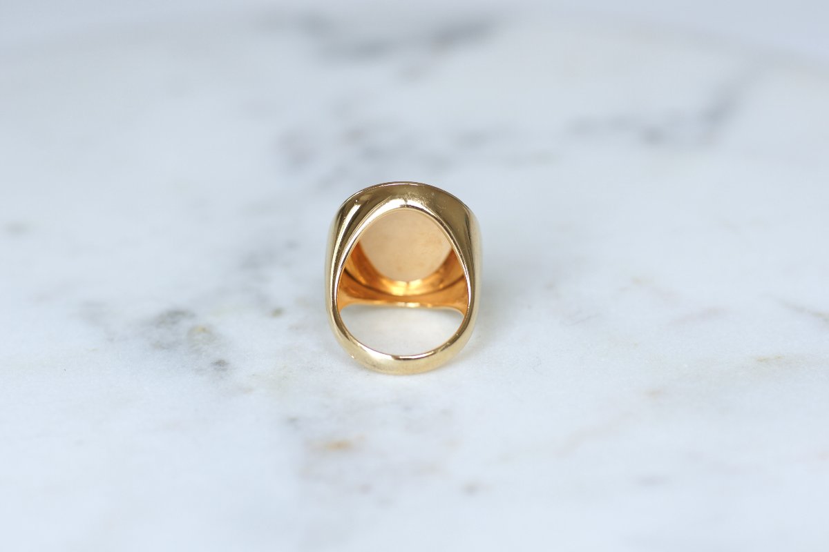 Victorian Antique Dendritic Agate Signet Ring In Yellow Gold, 19th Century, 1815-photo-3