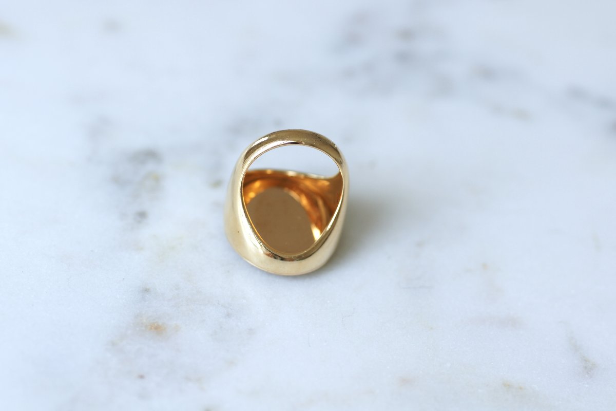 Victorian Antique Dendritic Agate Signet Ring In Yellow Gold, 19th Century, 1815-photo-6