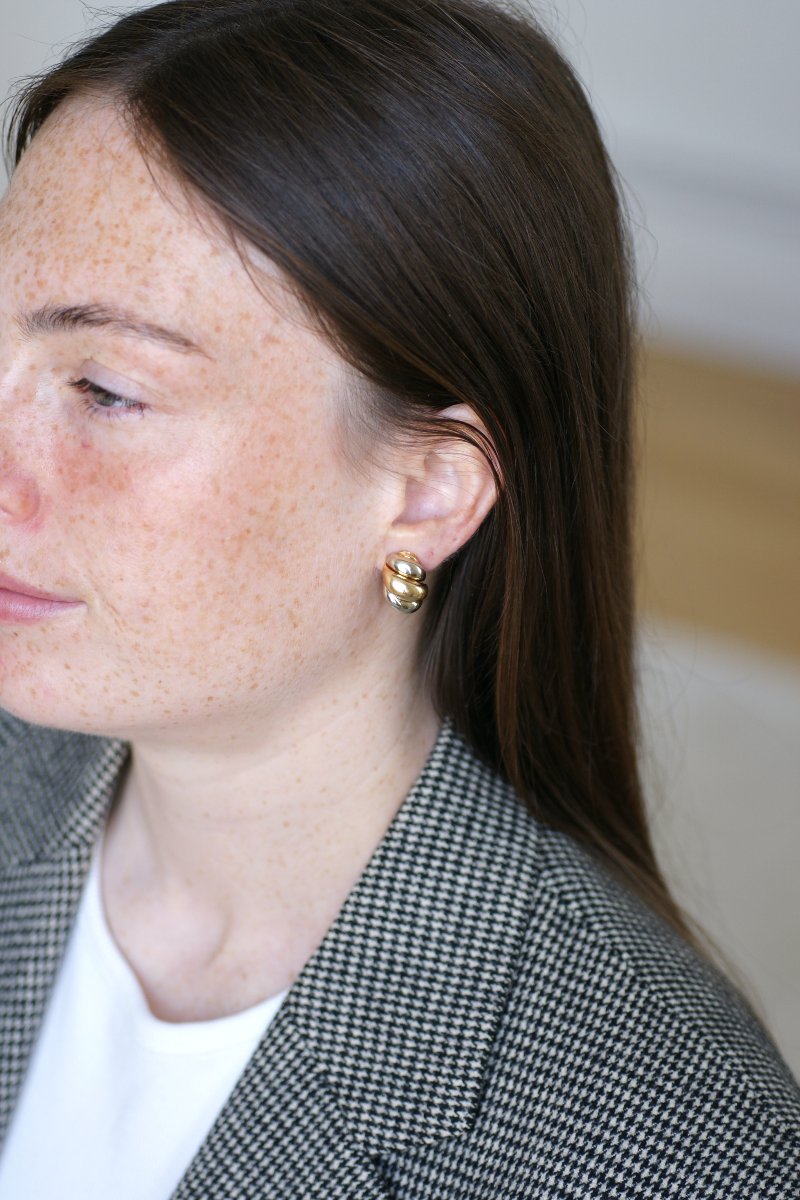 Van Cleef and Arpels Boucles d'Oreilles Clips Godronnés Deux Ors Années 80-photo-2