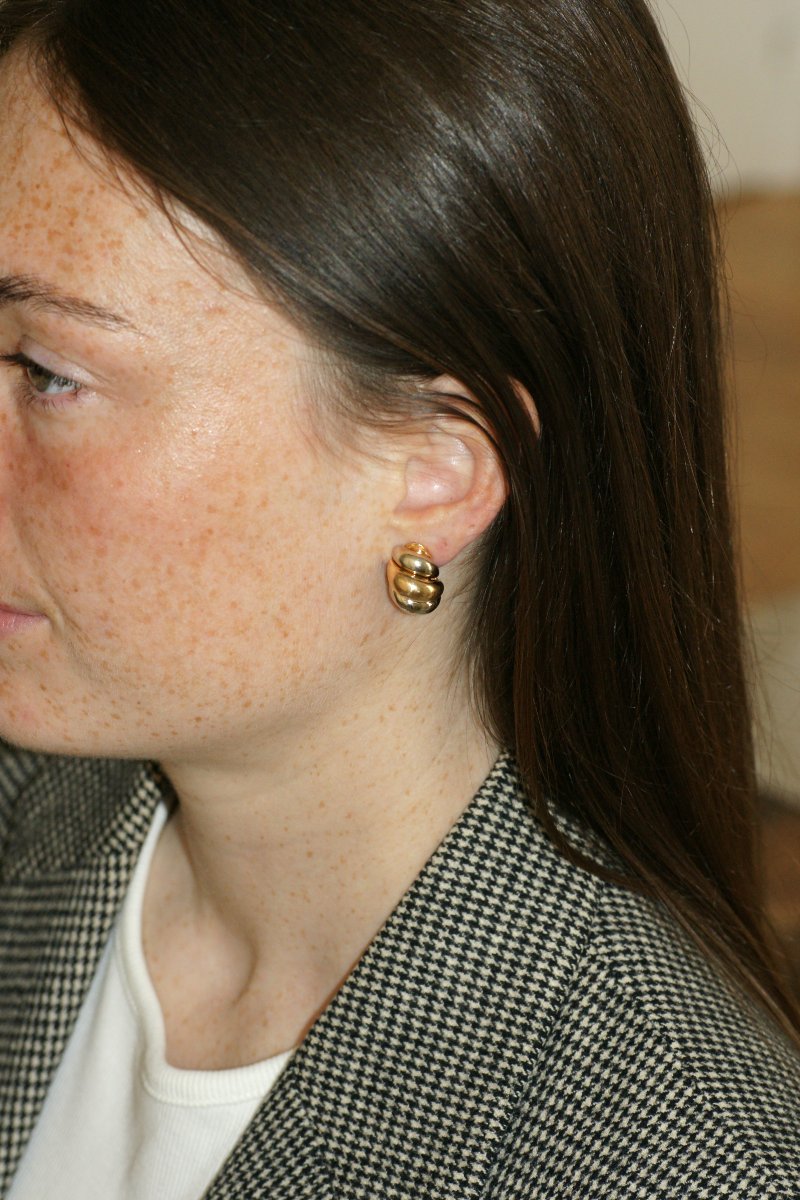 Van Cleef and Arpels Boucles d'Oreilles Clips Godronnés Deux Ors Années 80-photo-4