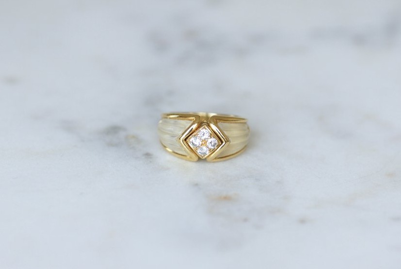 Boucheron Ring With Diamond And Rock Crystal On Yellow Gold, 1980s-photo-2