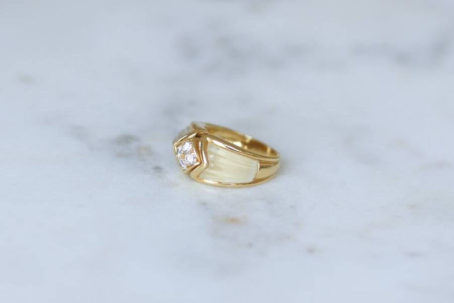 Boucheron Ring With Diamond And Rock Crystal On Yellow Gold, 1980s-photo-3