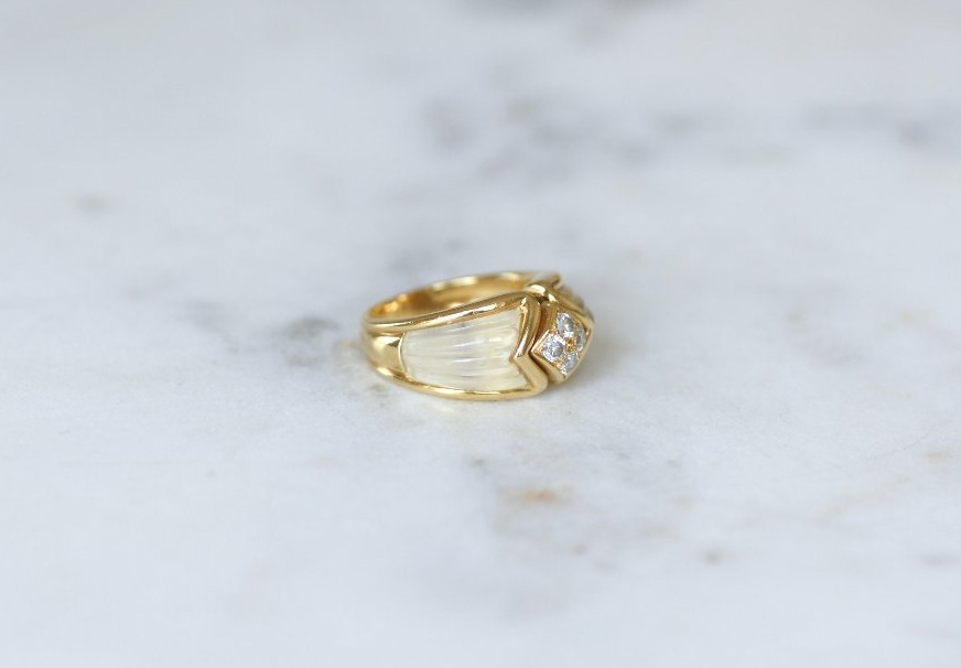 Boucheron Ring With Diamond And Rock Crystal On Yellow Gold, 1980s-photo-4