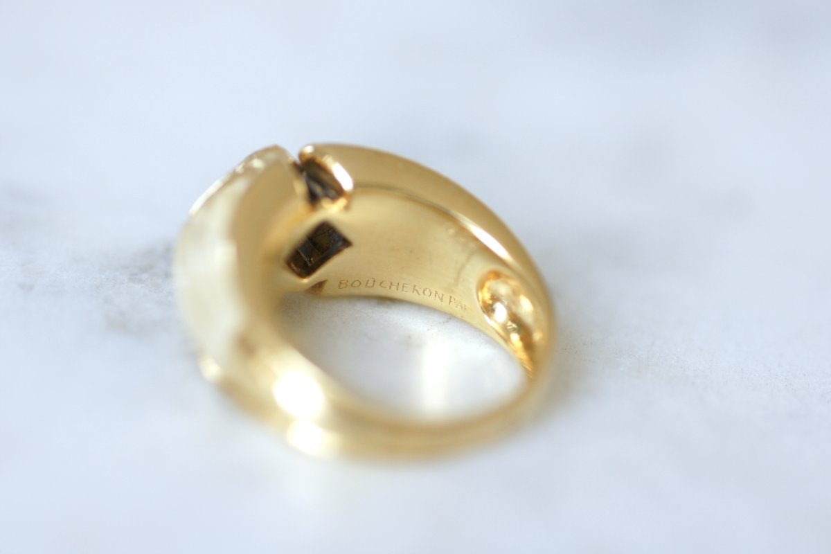 Boucheron Ring With Diamond And Rock Crystal On Yellow Gold, 1980s-photo-2