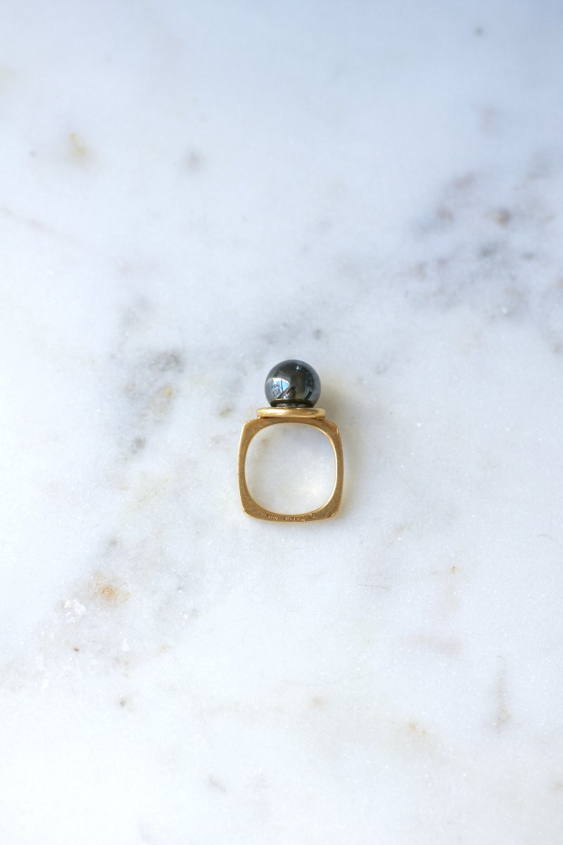 Dinh Van Bague Boule Spirale en Or Jaune et Hématite 1970-photo-2