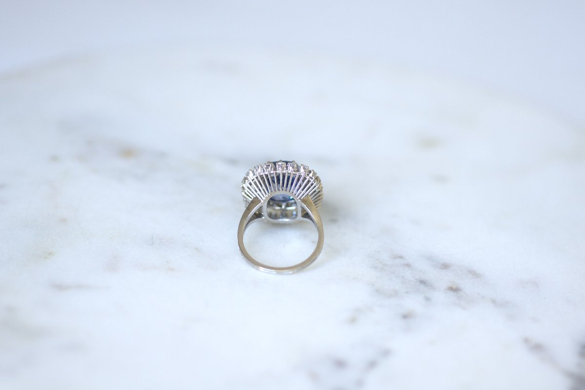 No Heat Ceylon Sapphire Cocktail Ring, 7.50 Cts, With Diamonds, In White Gold-photo-5