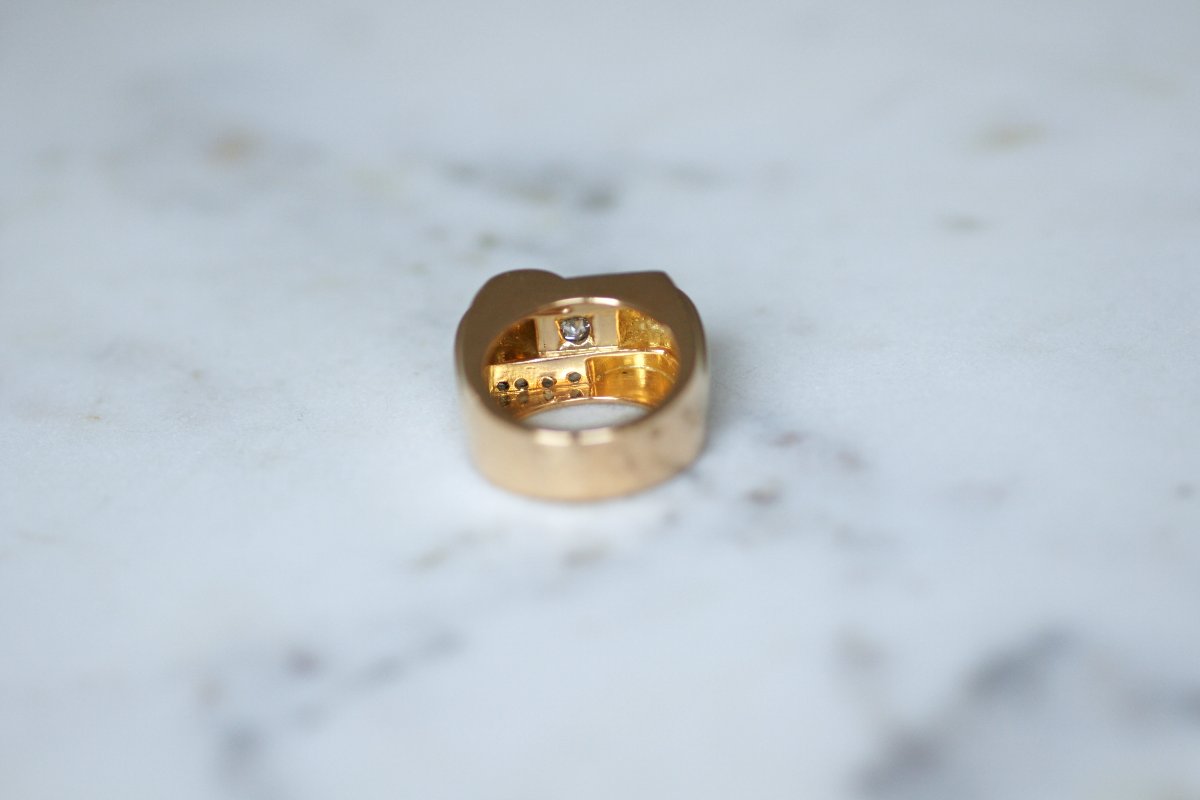 0.50 Ct Diamond Art Deco Ring In Yellow Gold And Platinum-photo-4