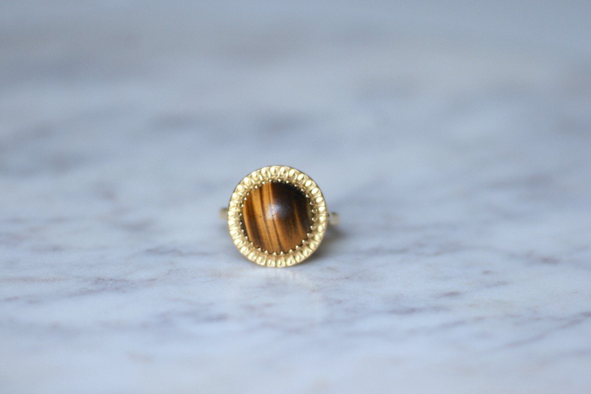 Yellow Gold Tiger Eye Quartz Cocktail Ring-photo-2