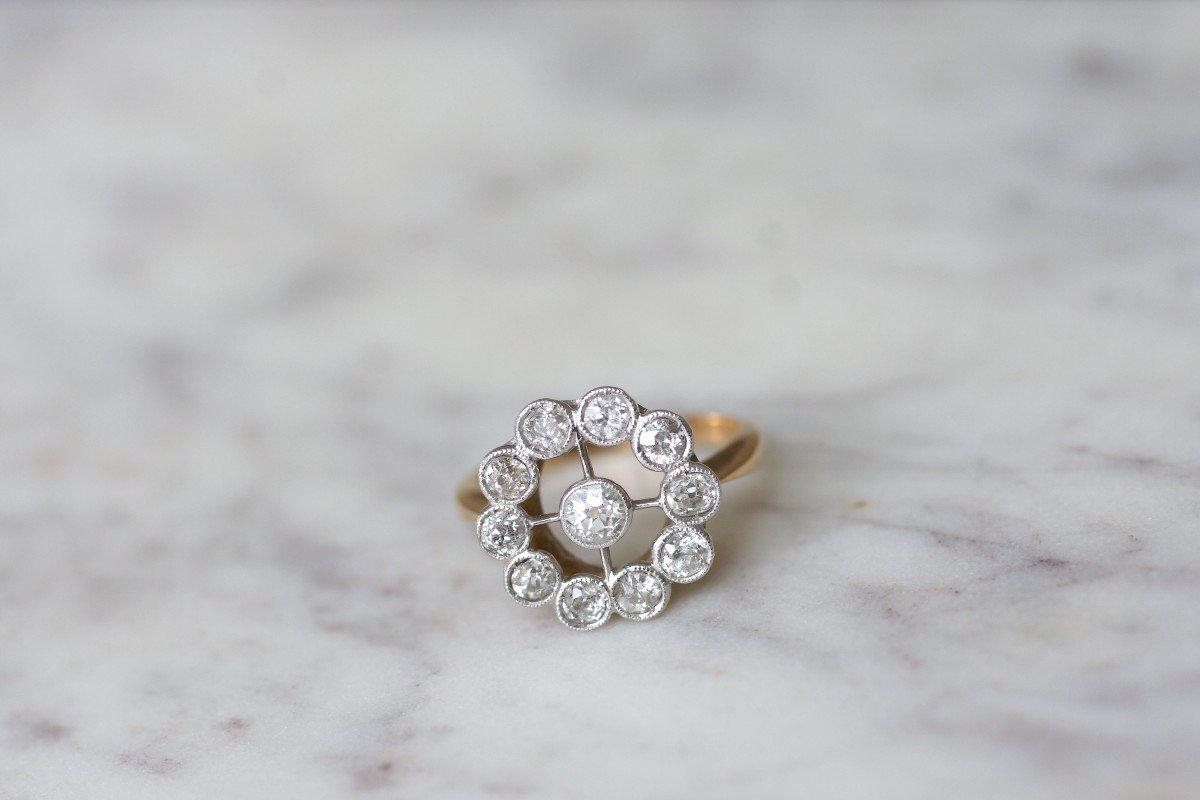 Edwardian Gold And Platinum Halo Ring With Diamonds-photo-2