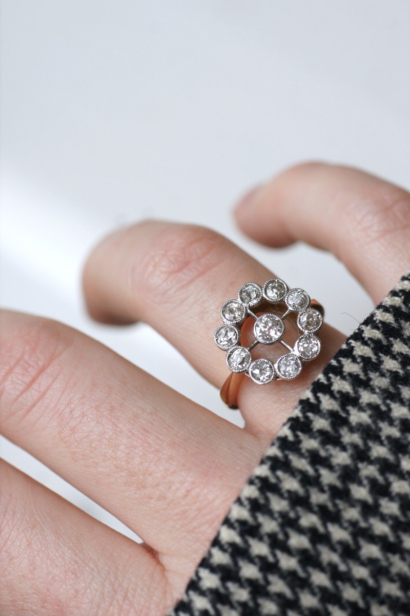 Edwardian Gold And Platinum Halo Ring With Diamonds-photo-1