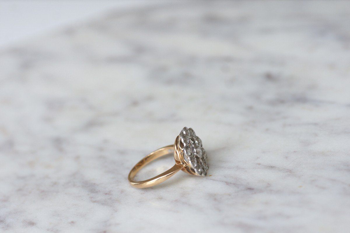 Edwardian Gold And Platinum Halo Ring With Diamonds-photo-5