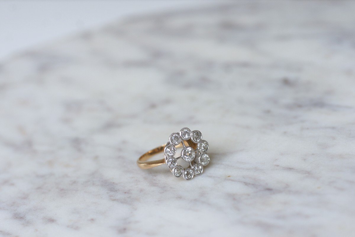 Edwardian Gold And Platinum Halo Ring With Diamonds-photo-6