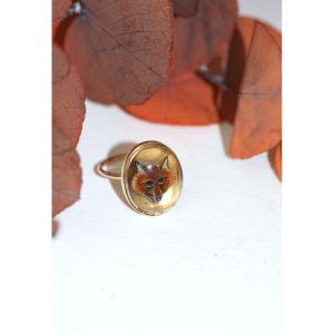 Victorian Gold Essex Glass Fox Ring