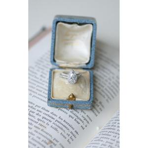 1.14 Carats Pear Cut Diamond Solitaire Ring , Diamond Surround, White Gold