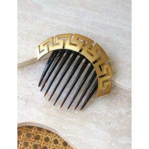 Antique Hair Comb Tiara, Greek Meander Yellow Gold And Tortoiseshell