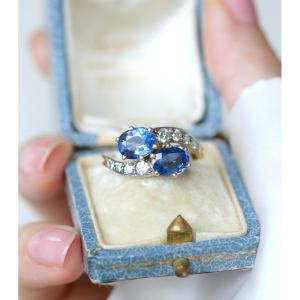 You & Me Ring With Ceylon Sapphires And Diamonds