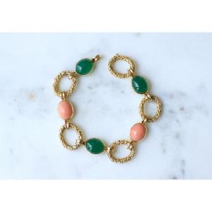 Bracelet Van Cleef and Arpels Delphes Corail et Chrysoprase sur Or Jaune