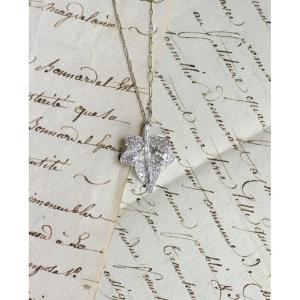 Art Deco Diamond Leaf Pendant Necklace