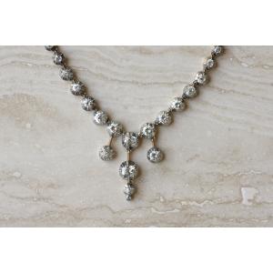 Collier Ancien Rivière Diamants 7,50 Cts Or et Argent