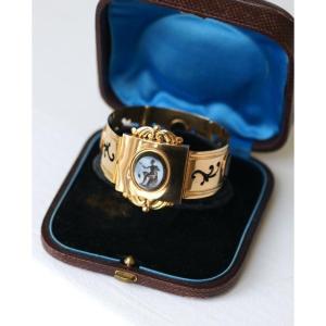 Bracelet Jonc Néoclassique Intailles Nicolo sur Or Rose