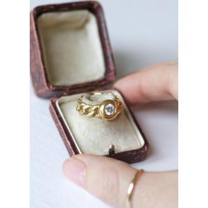 Bague Gourmette Vintage Diamant 0,60 Ct sur Or jaune