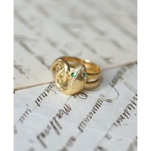 Bague Ancienne Serpent Enroulé Emeraude sur Or Jaune