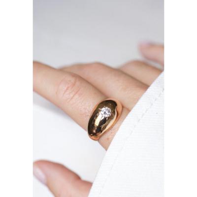 Vintage Rose Gold 0.50 Ct Diamond Dome Ring, Band Ring, Stackable Ring