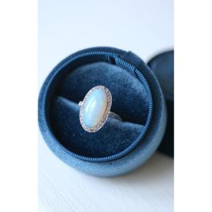 Bague Pompadour Opale Entourage Diamants