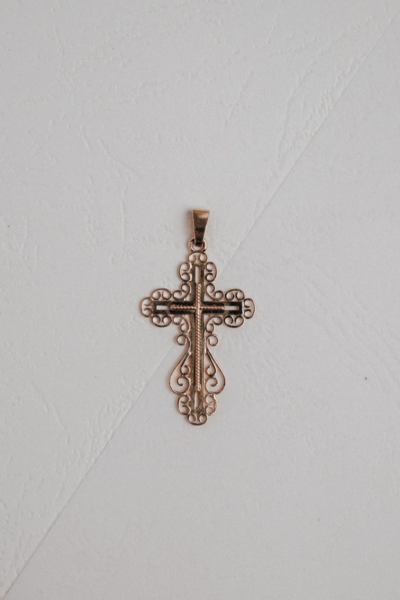 Croix filigranée en or jaune 750/000-photo-4
