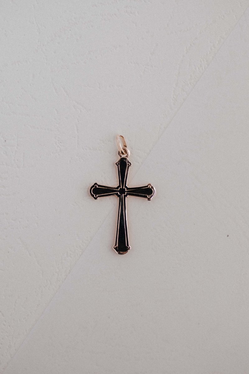 Cross In Yellow Gold 750/000 With Knotted Ribbon Motif-photo-3