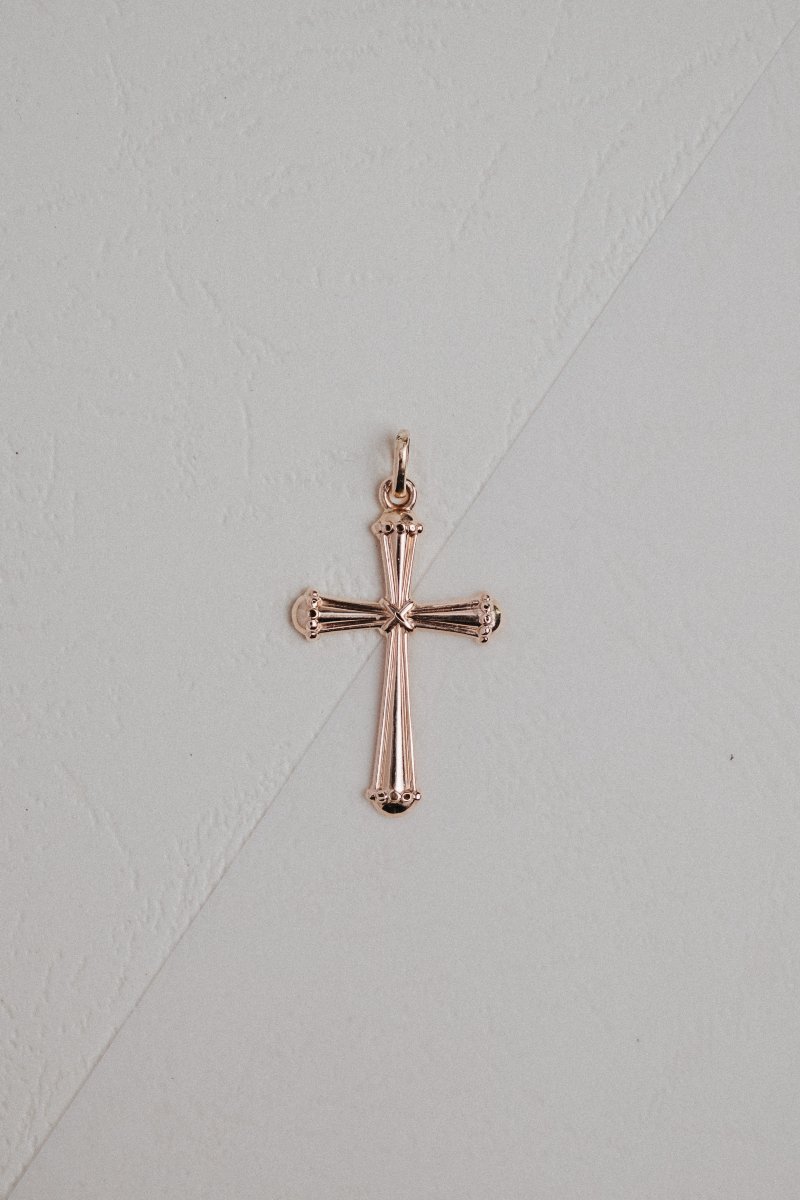 Cross In Yellow Gold 750/000 With Knotted Ribbon Motif-photo-4