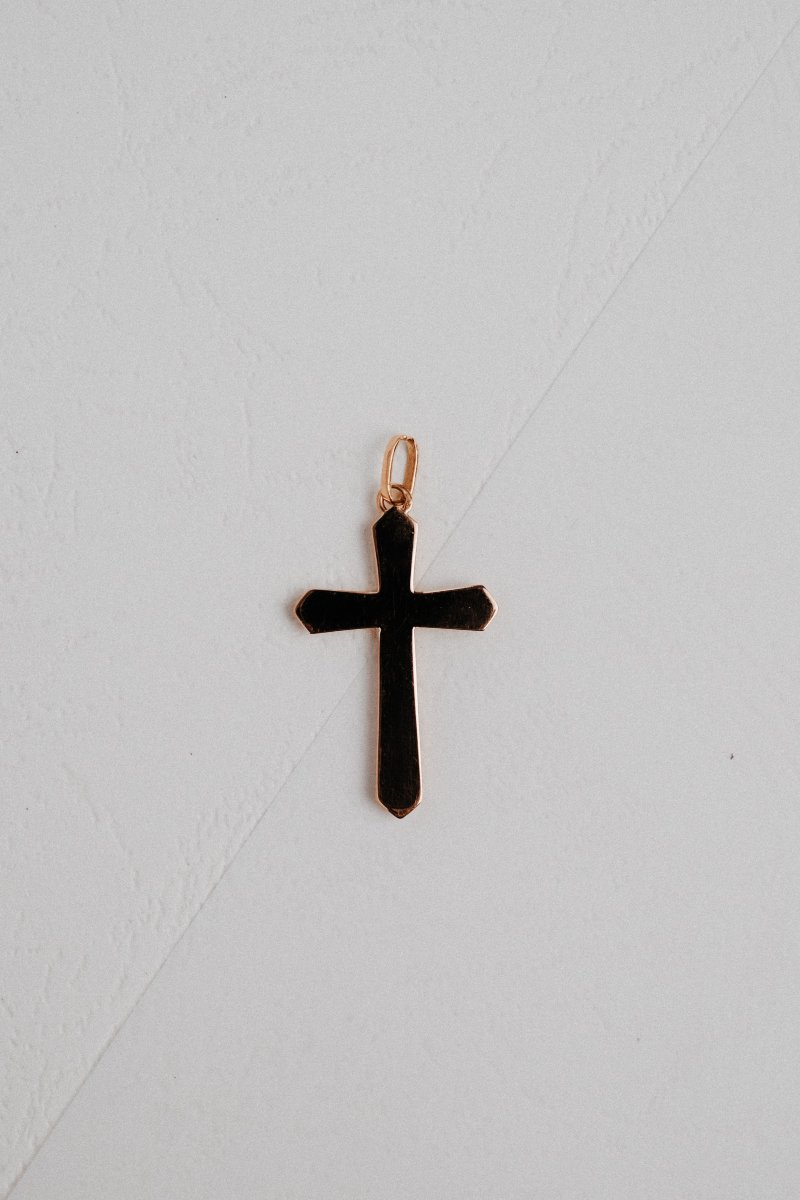 Croix en or jaune 750/000 à décor de grènetis-photo-4