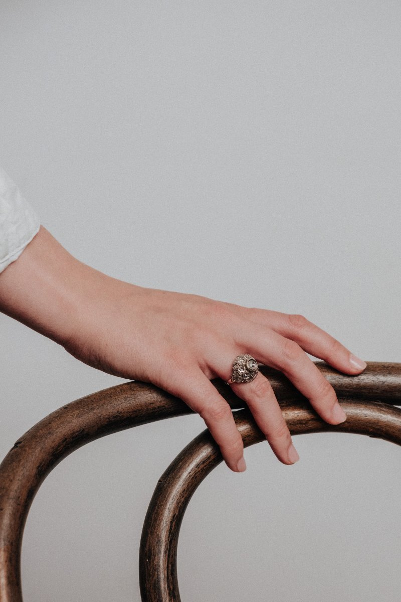 Silver And Diamond Dome Ring-photo-2