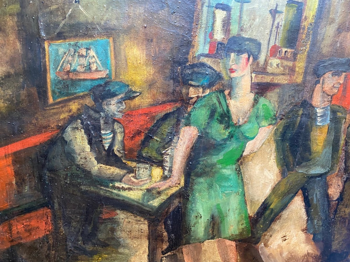 Proantic Frans Masereel Painting Sailors In Cabaret Belgian Painting