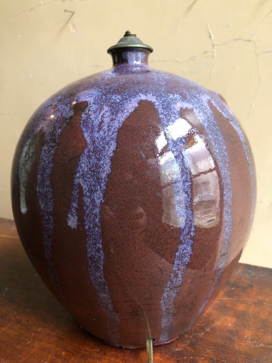 Primavera Ceramic Ball Vase 20th Century Design Sang De Boeuf -photo-2