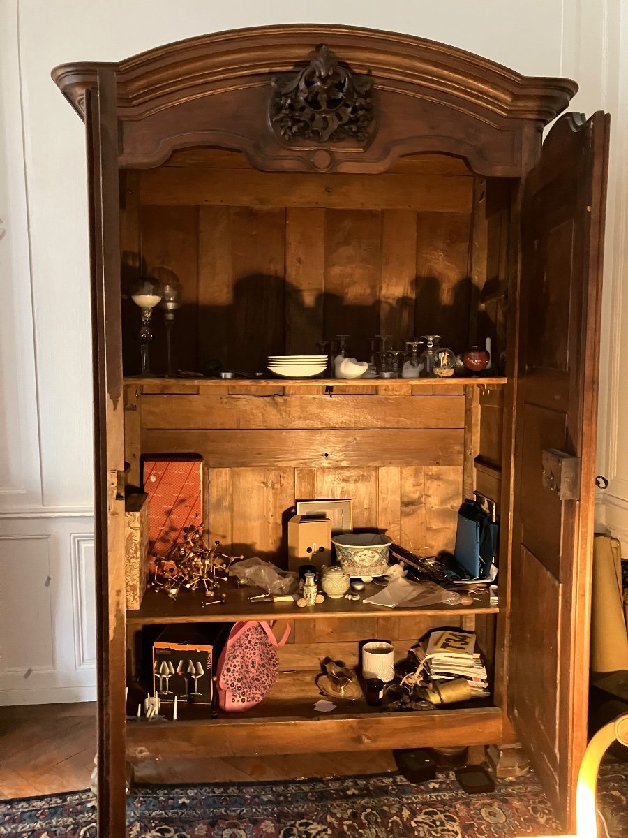 Armoire De Château XVIII ème Noyer Mobilier Antiquités Meubles -photo-5