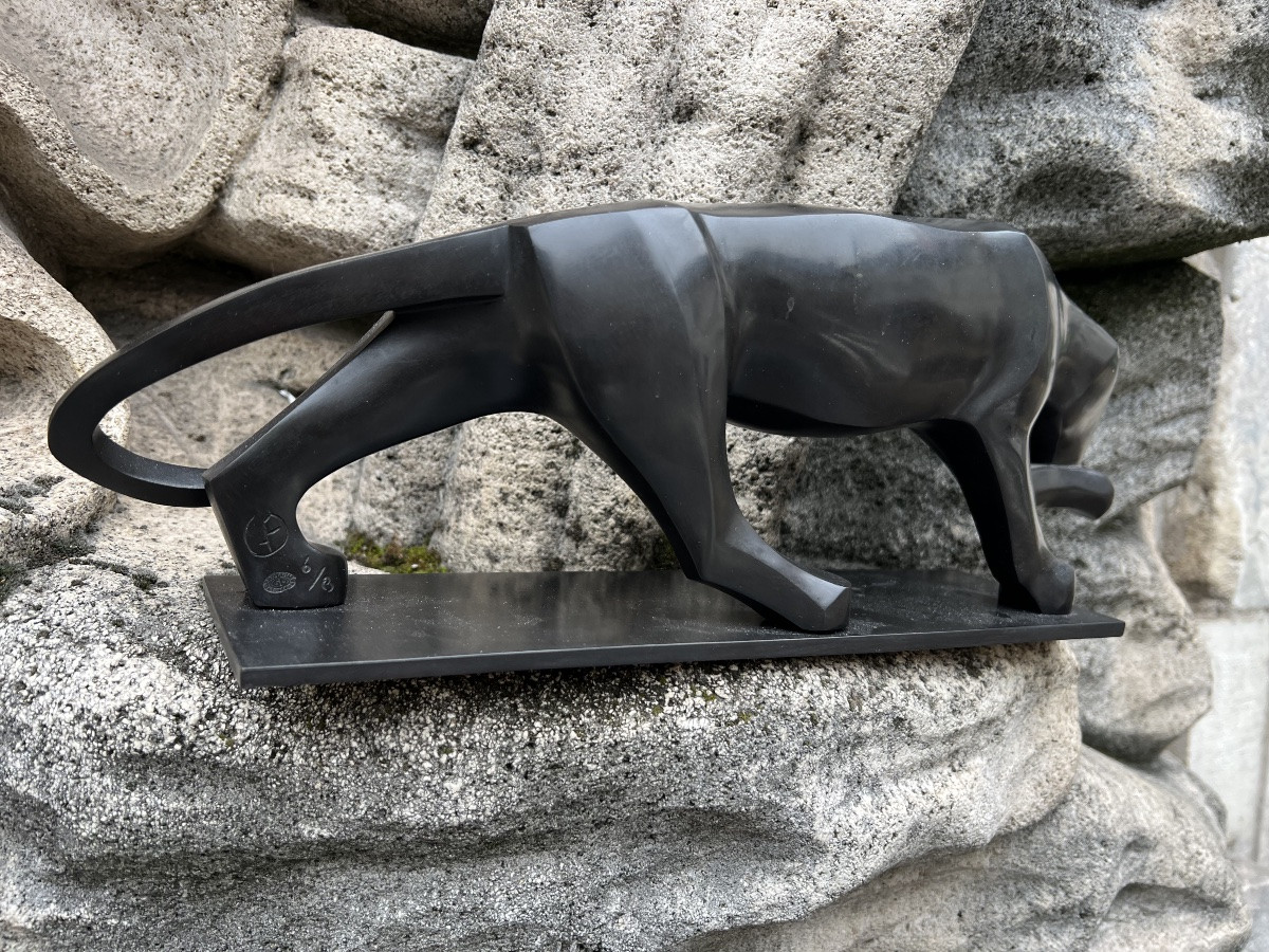 Boudon Gérard panthère bronze sculpture deroyaum design animalier -photo-4