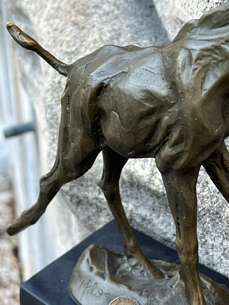 Bronze girafe sculpture animalière Milo giraffa zaraffa -photo-4